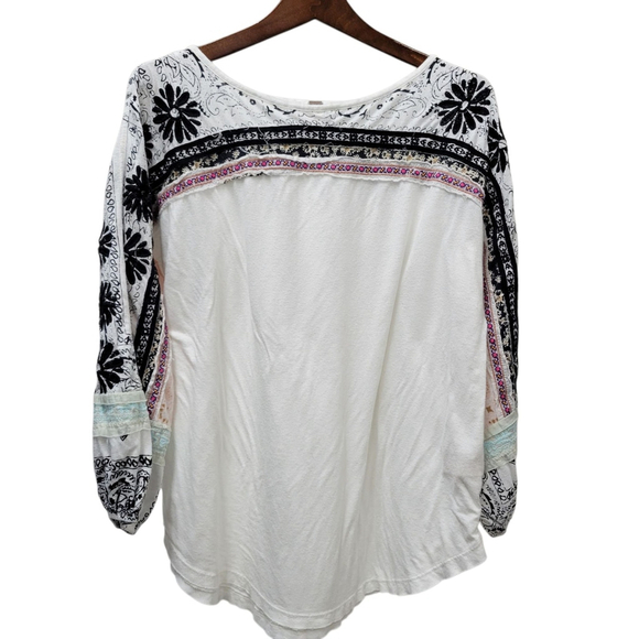 Free People Women's Tripoli Top Blouse Blush Combo Size XS White Excellent Cond. - Picture 2 of 10